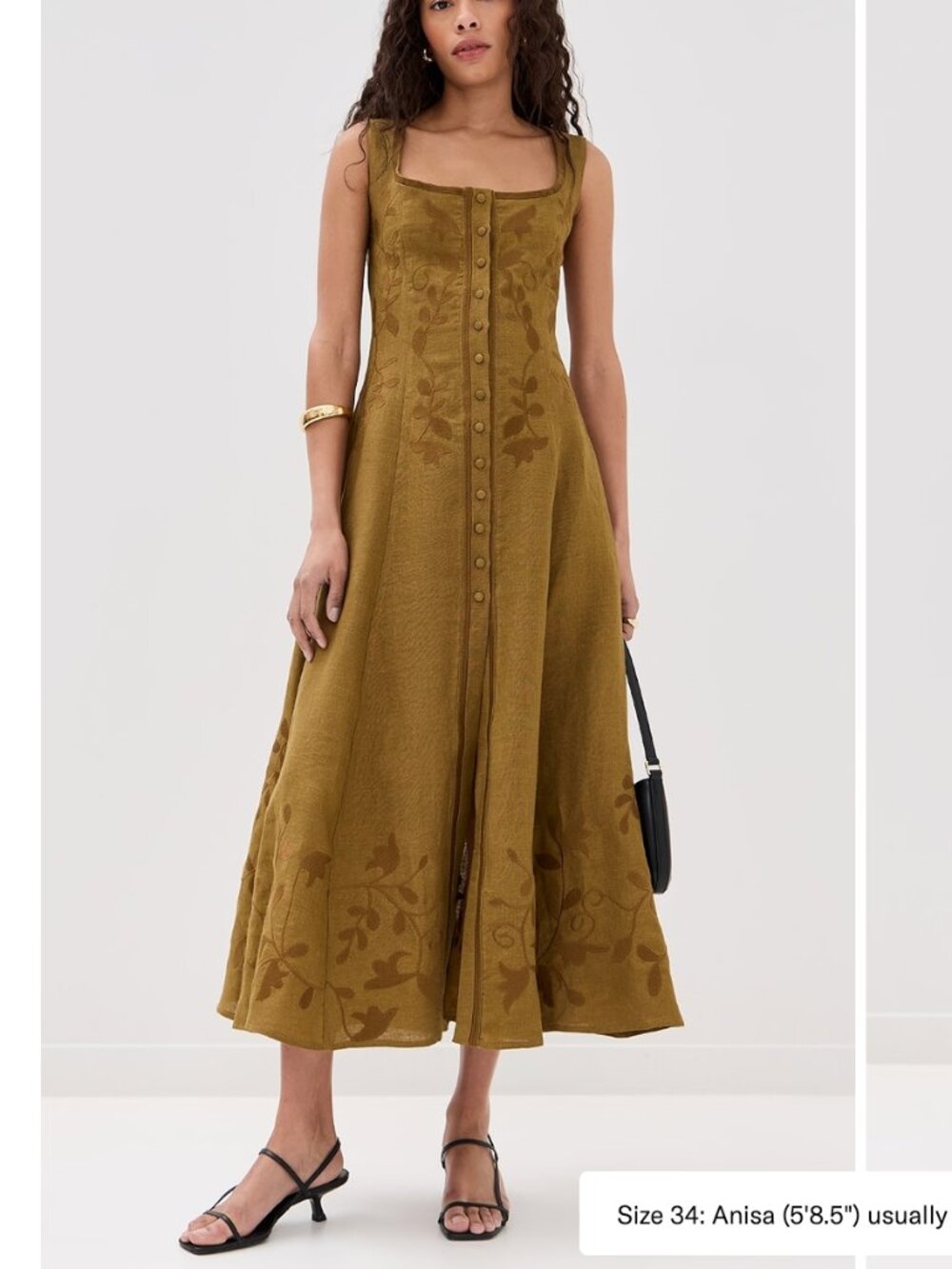 Lug Von Siga Mila Dress in Mustard, Olive Color, Maxi Dress Size 6